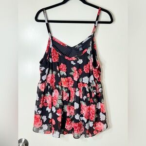Torrid Women’s Black floral Tank Top Plus‎ Size 0X